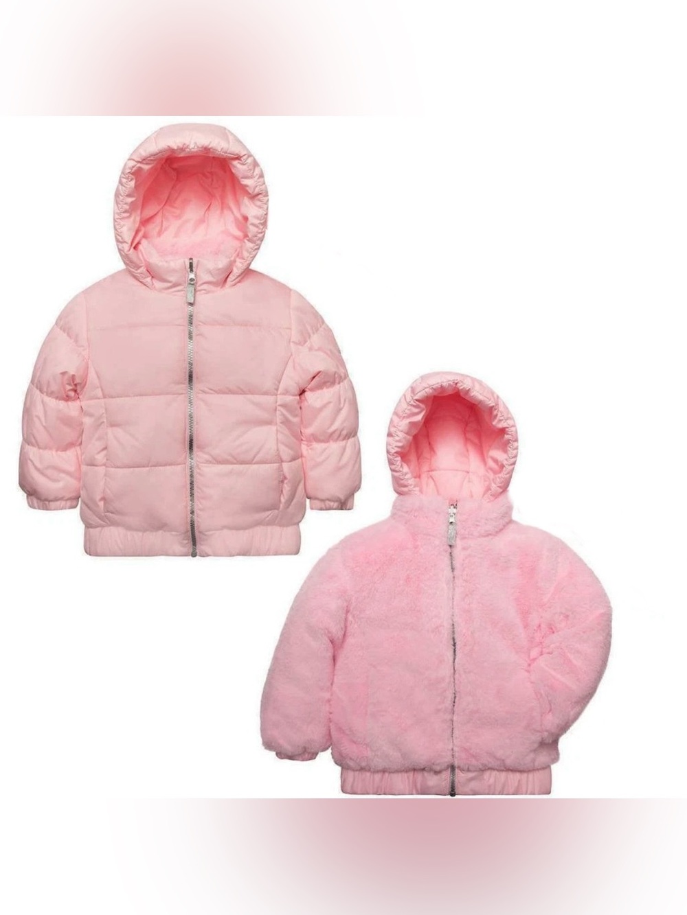 Gerry Pink Faux Fur Reversible Hooded Puffer Jacket, 2T